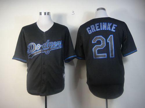 Dodgers #21 Zack Greinke Black Fashion Stitched MLB Jersey - Click Image to Close